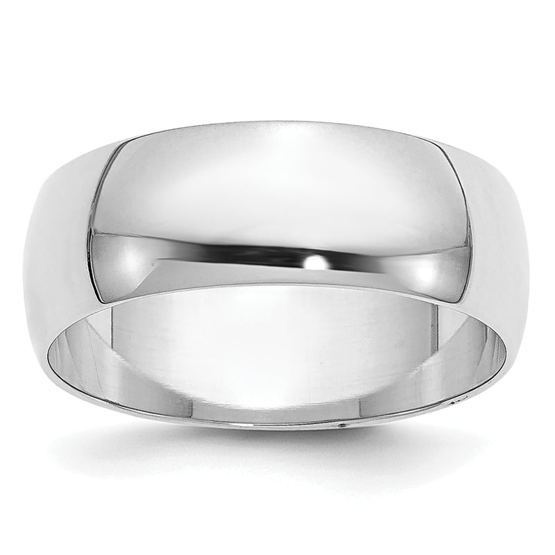 14K White Gold 6.5mm Half Round Band