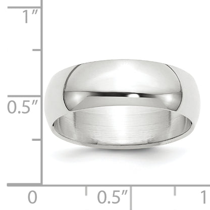 Solid 14K White Gold 7mm Half Round Men's/Women's Wedding Band Ring Size 14