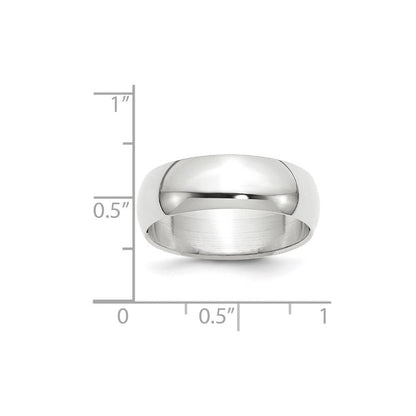 18k White Gold 7mm Half-Round Wedding Band Ring