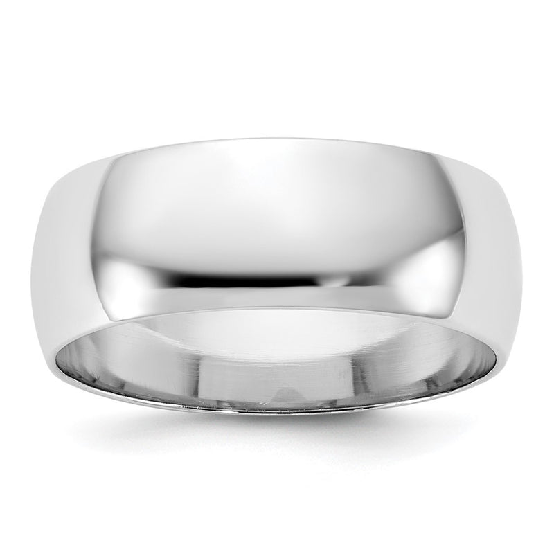 14k White Gold 7mm Half-Round Wedding Band Ring