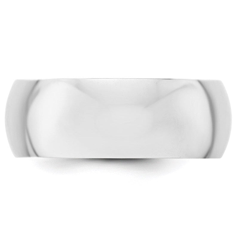 18k White Gold 8mm Half-Round Wedding Band Ring