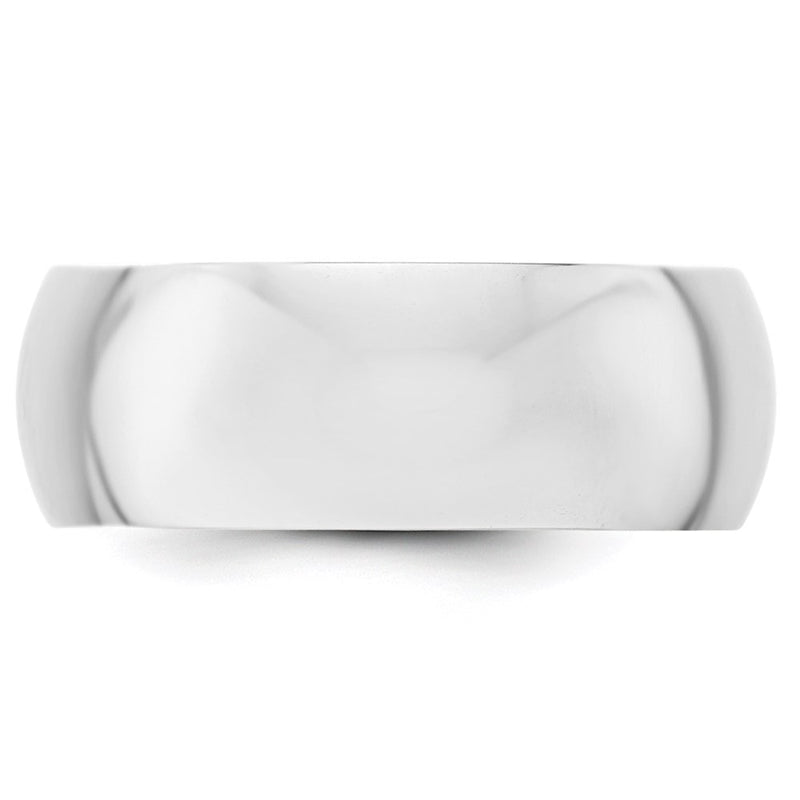 14k White Gold 8mm Half-Round Wedding Band Ring