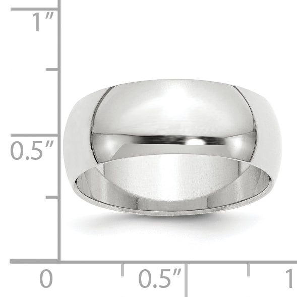 Solid 10K Yellow Gold White Gold 8mm Half-Round Men's/Women's Wedding Band Ring Size 10