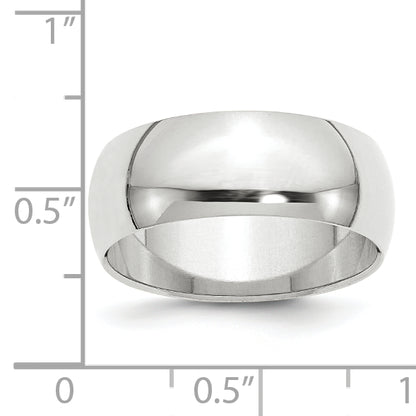 Solid 10K Yellow Gold White Gold 8mm Half-Round Men's/Women's Wedding Band Ring Size 10