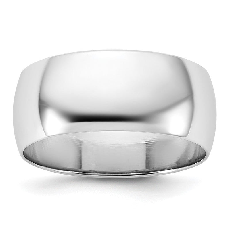 18k White Gold 8mm Half-Round Wedding Band Ring