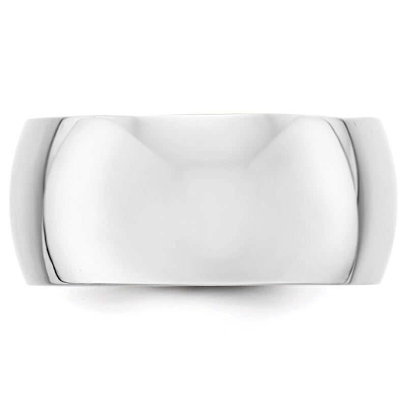 10k White Gold 10mm Half Round Wedding Band Ring