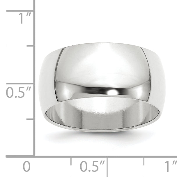 Solid 10K White Gold 10mm Half Round Men's/Women's Wedding Band Ring Size 4