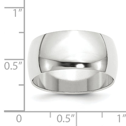 Solid 10K White Gold 10mm Half Round Men's/Women's Wedding Band Ring Size 4