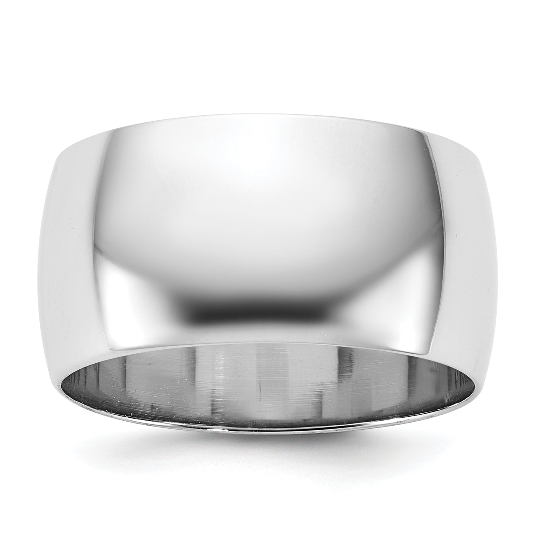 Solid 10K White Gold 10mm Half Round Men's/Women's Wedding Band Ring Size 4