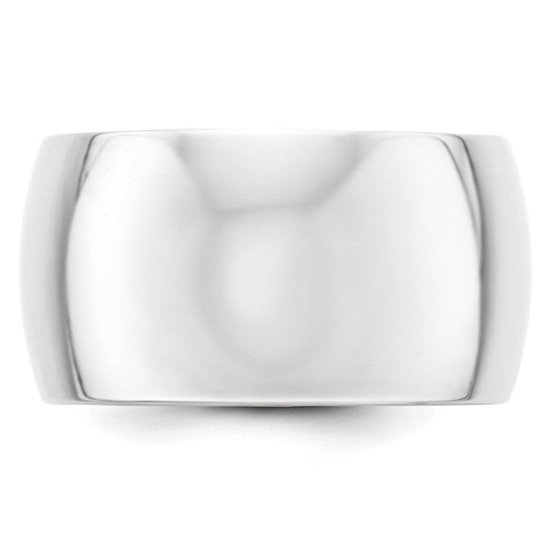18k White Gold 12mm Half-Round Wedding Band Ring