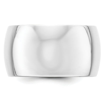 Solid 10K White Gold 12mm Half Round Men's/Women's Wedding Band Ring Size 10