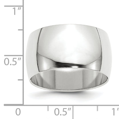 Solid 10K White Gold 12mm Half Round Men's/Women's Wedding Band Ring Size 10