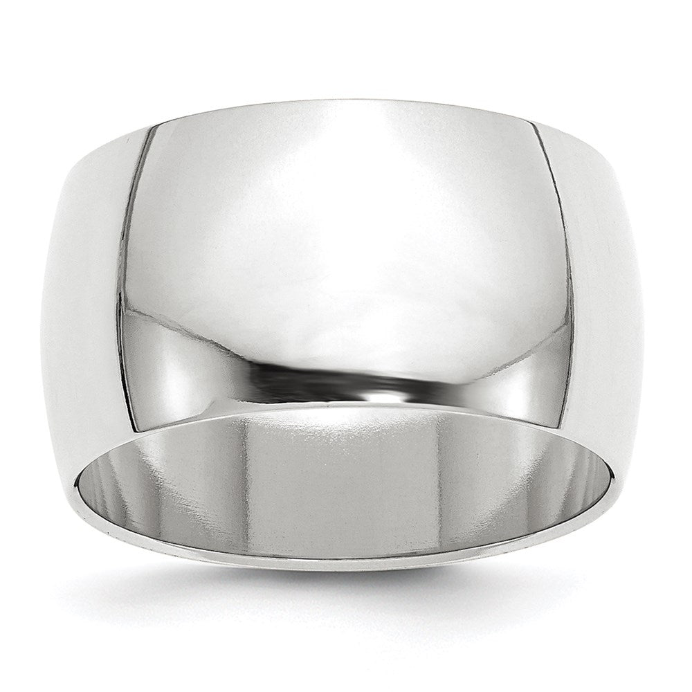 10k White Gold 12mm Half Round Wedding Band Ring