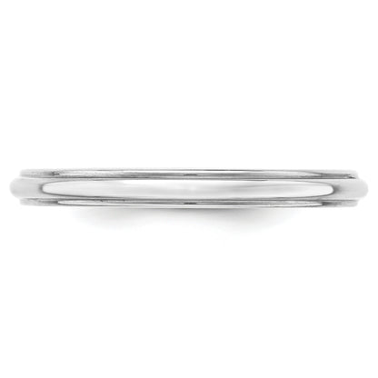 Solid 14K White Gold 2.5mm Half Round with Edge Men's/Women's Wedding Band Ring Size 10