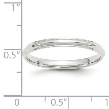 Solid 14K White Gold 2.5mm Half Round with Edge Men's/Women's Wedding Band Ring Size 10