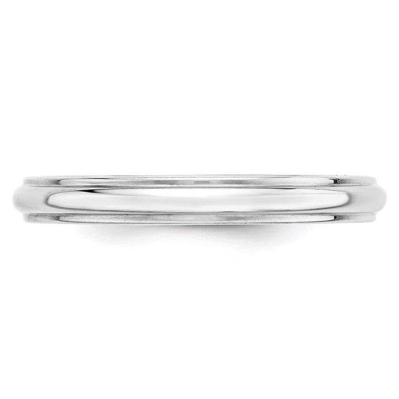 14k White Gold 3mm Half Round with Edge Wedding Band Ring