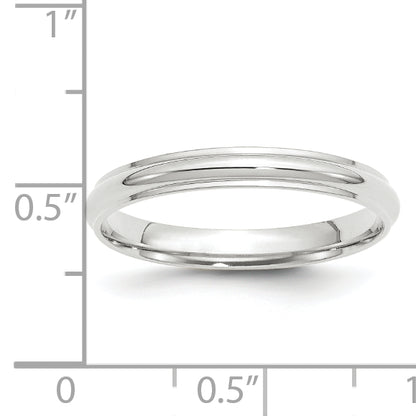 Solid 14K White Gold 3mm Half Round with Edge Men's/Women's Wedding Band Ring Size 10