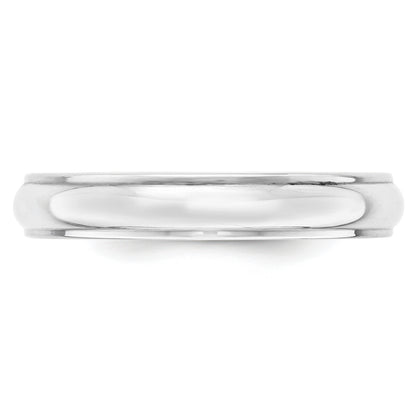 Solid 14K White Gold 4mm Half Round with Edge Men's/Women's Wedding Band Ring Size 9