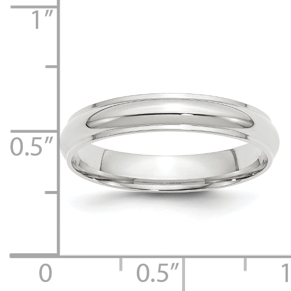 Solid 14K White Gold 4mm Half Round with Edge Men's/Women's Wedding Band Ring Size 9