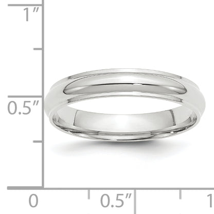 Solid 14K White Gold 4mm Half Round with Edge Men's/Women's Wedding Band Ring Size 9