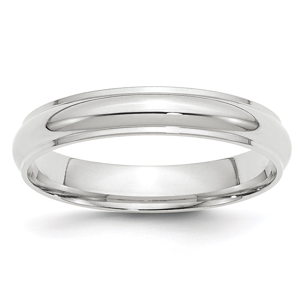 18k White Gold 4mm Half Round with Edge Wedding Band Ring