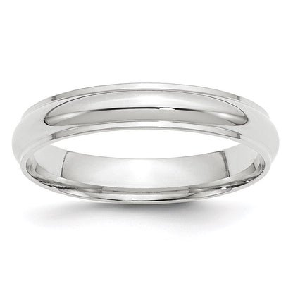 18k White Gold 4mm Half Round with Edge Wedding Band Ring