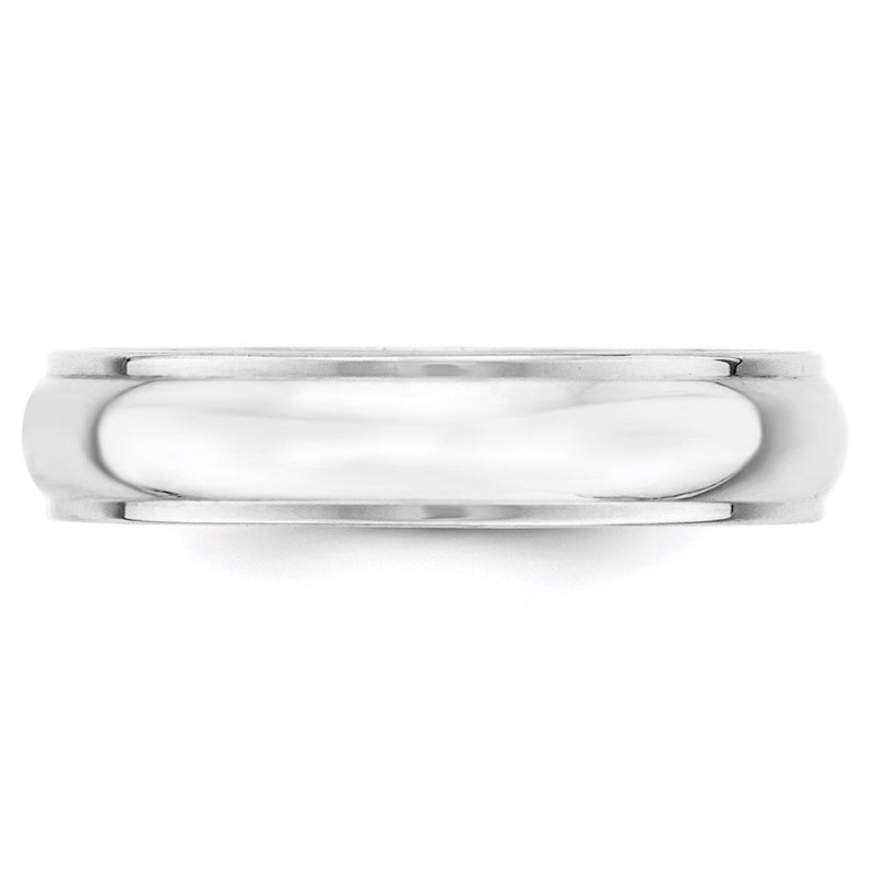 10k White Gold 5mm Half Round with Edge Wedding Band Ring