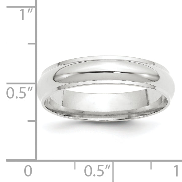 Solid 10K White Gold 5mm Half Round with Edge Men's/Women's Wedding Band Ring Size 10