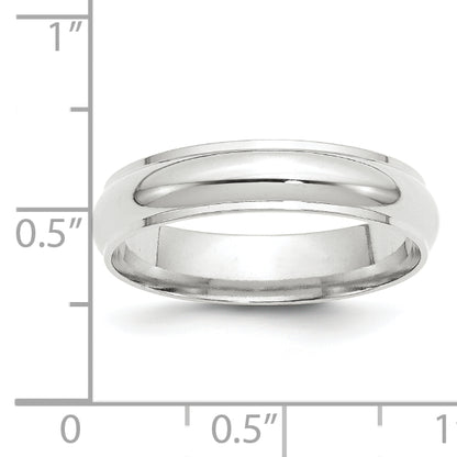 Solid 10K White Gold 5mm Half Round with Edge Men's/Women's Wedding Band Ring Size 10