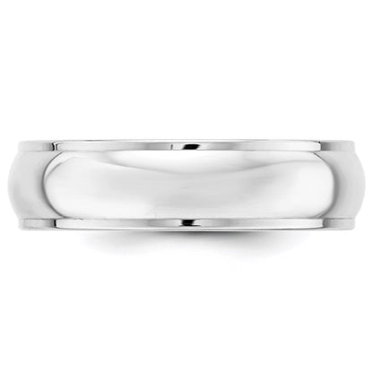 14k White Gold 6mm Half Round with Edge Wedding Band Ring