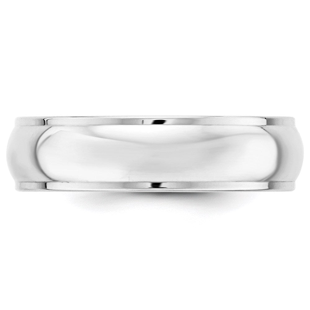 18k White Gold 6mm Half Round with Edge Wedding Band Ring