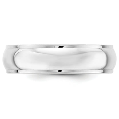 Solid 14K White Gold 6mm Half Round with Edge Men's/Women's Wedding Band Ring Size 10