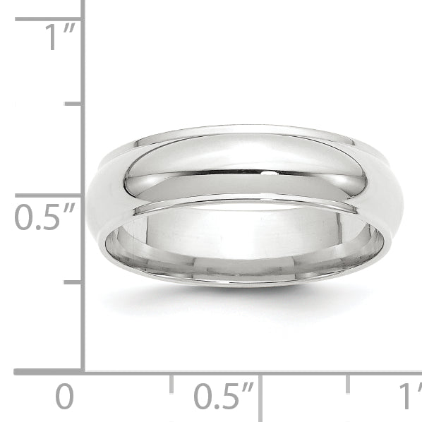 Solid 14K White Gold 6mm Half Round with Edge Men's/Women's Wedding Band Ring Size 10