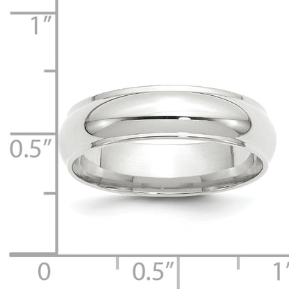 Solid 14K White Gold 6mm Half Round with Edge Men's/Women's Wedding Band Ring Size 10