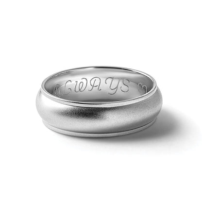 18k White Gold 6mm Half Round with Edge Wedding Band Ring