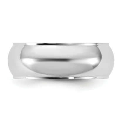 10K White Gold 10Kw 7mm Half Round With Edge Band Size 13.5