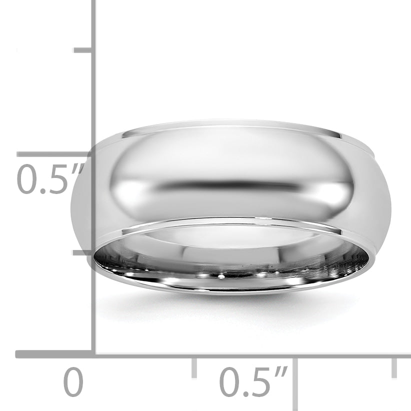 14K White Gold 7mm Half Round With Edge Band