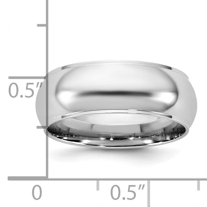 14K White Gold 7mm Half Round With Edge Band