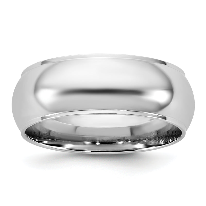 10K White Gold 10Kw 7mm Half Round With Edge Band Size 10