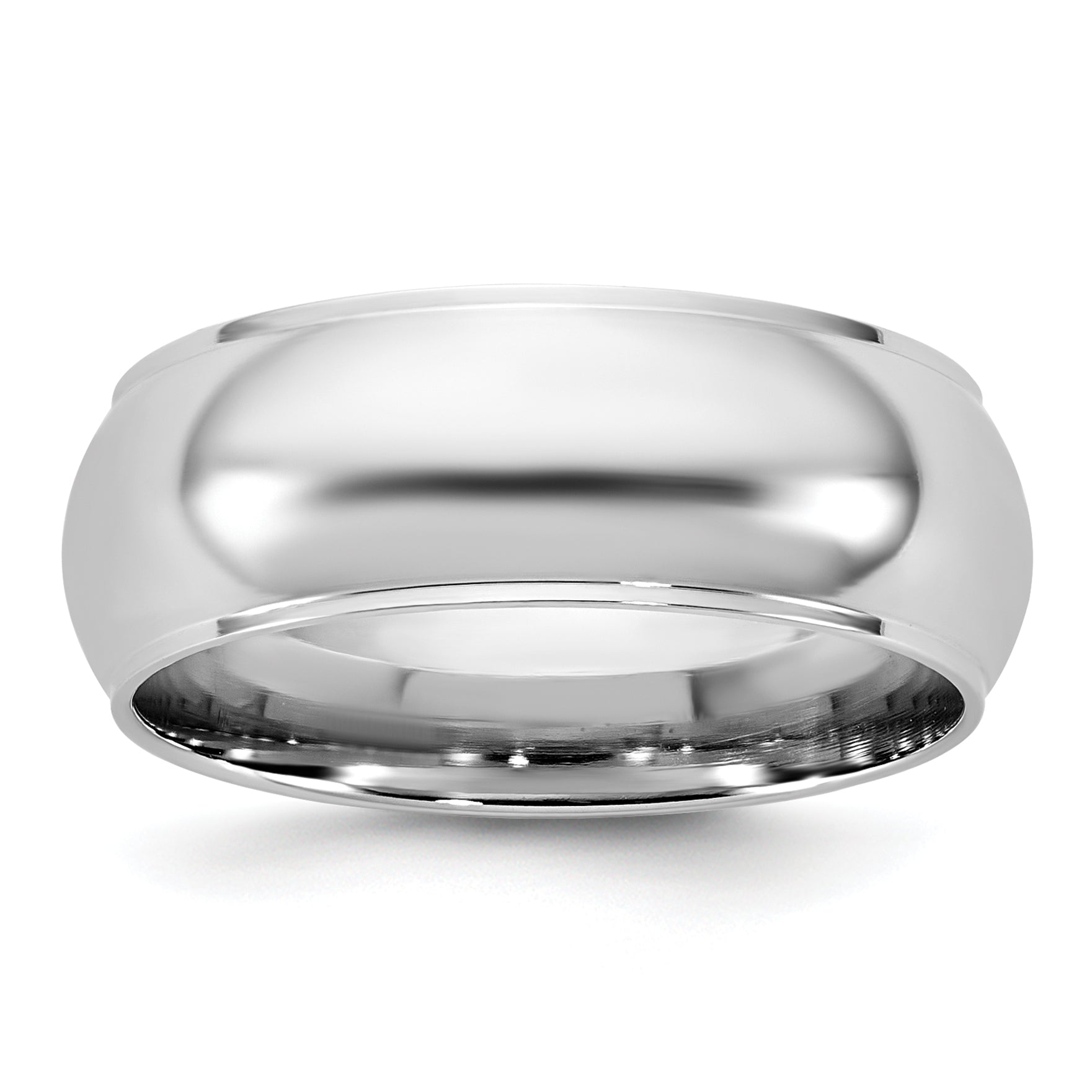 10K White Gold 10Kw 7mm Half Round With Edge Band Size 13.5