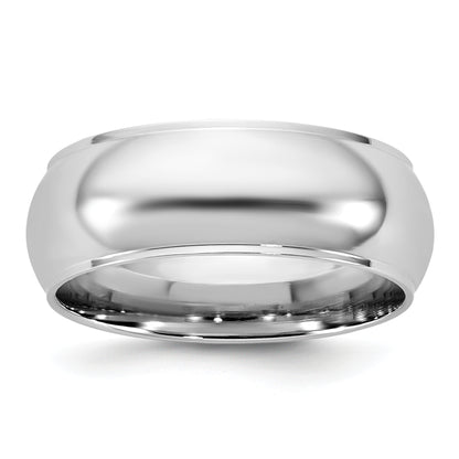 10K White Gold 10Kw 7mm Half Round With Edge Band Size 13.5