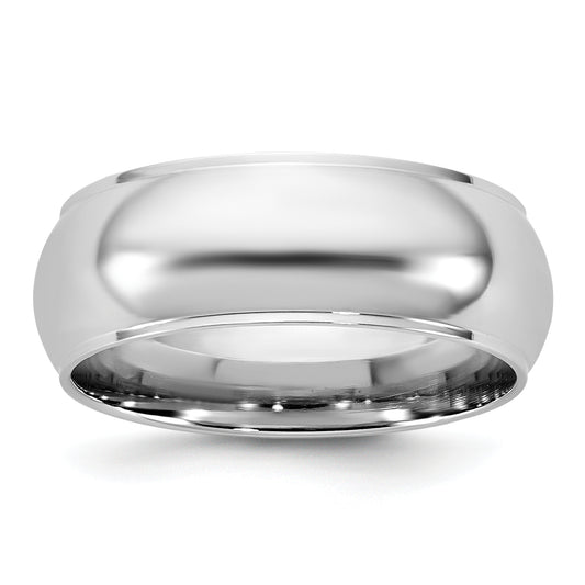 10K White Gold 10Kw 7mm Half Round With Edge Band Size 13.5