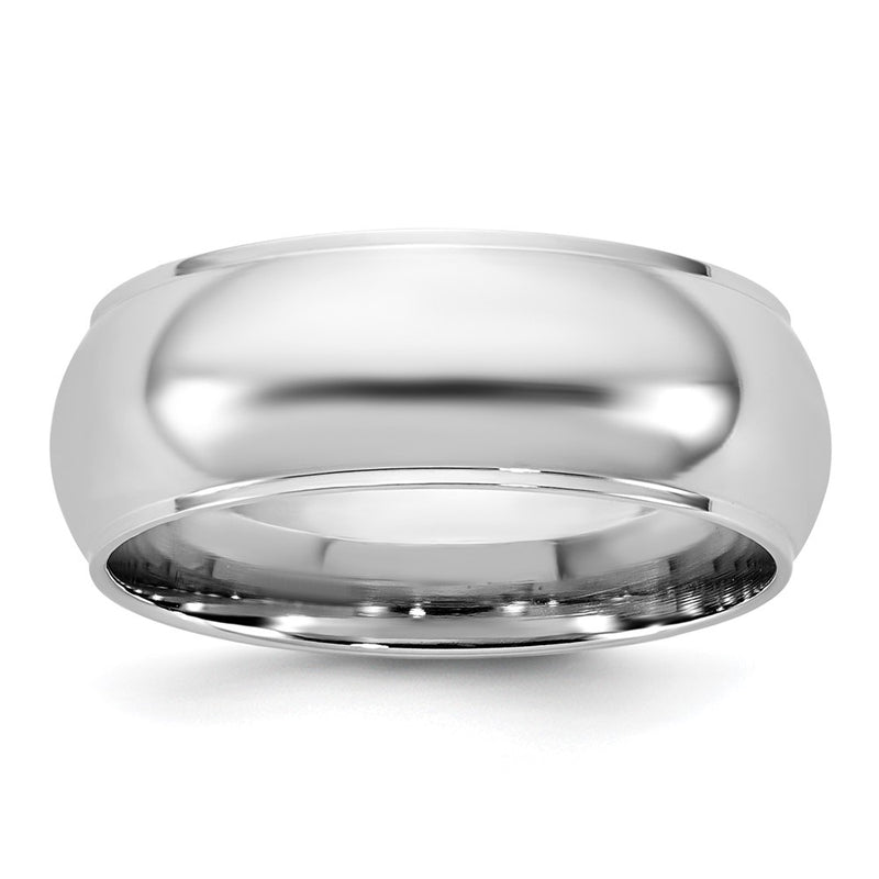 10K White Gold 10Kw 7mm Half Round With Edge Band Size 13.5