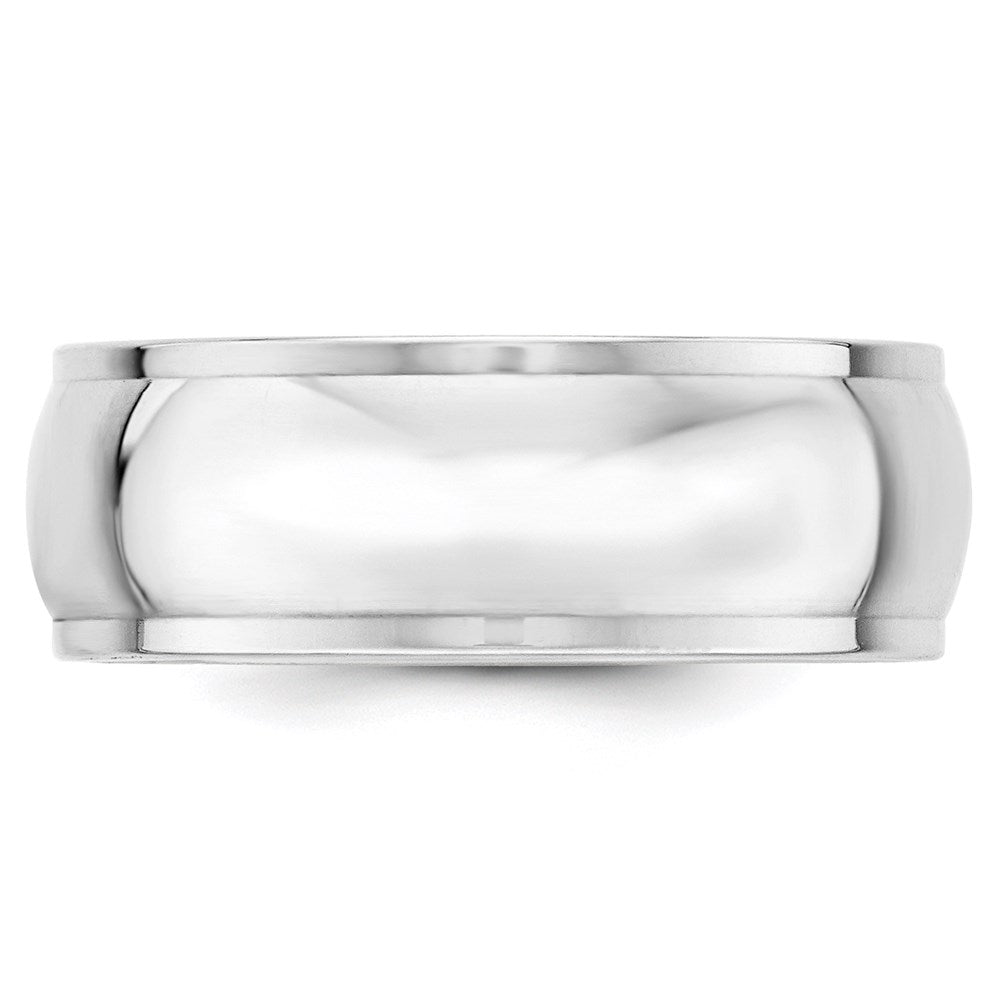 18k White Gold 8mm Half Round with Edge Wedding Band Ring