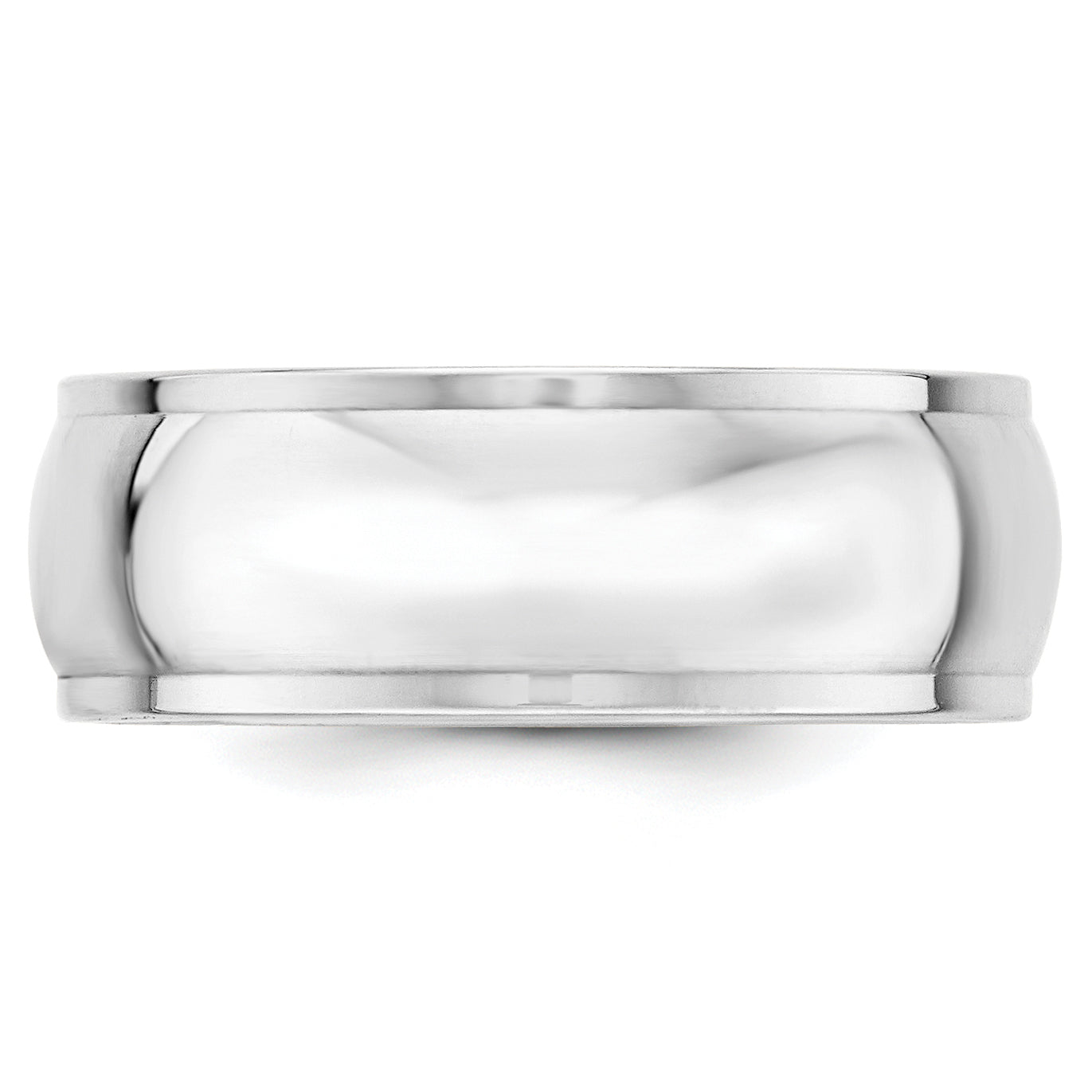 Solid 14K White Gold 8mm Half Round with Edge Men's/Women's Wedding Band Ring Size 11