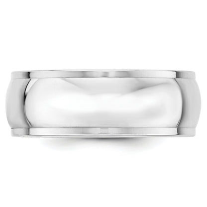 Solid 14K White Gold 8mm Half Round with Edge Men's/Women's Wedding Band Ring Size 11