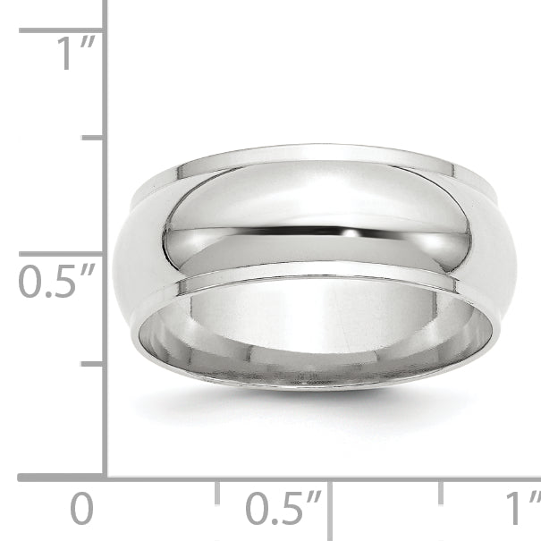 Solid 14K White Gold 8mm Half Round with Edge Men's/Women's Wedding Band Ring Size 12