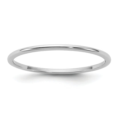 10K White Gold 10Kw 1mm Ltw Half Round Band Size 8