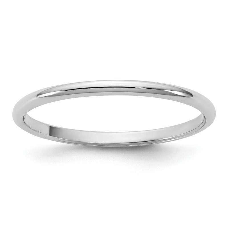 10K White Gold 10Kw 1.5mm Lightweight Half Round Band Size 10.5
