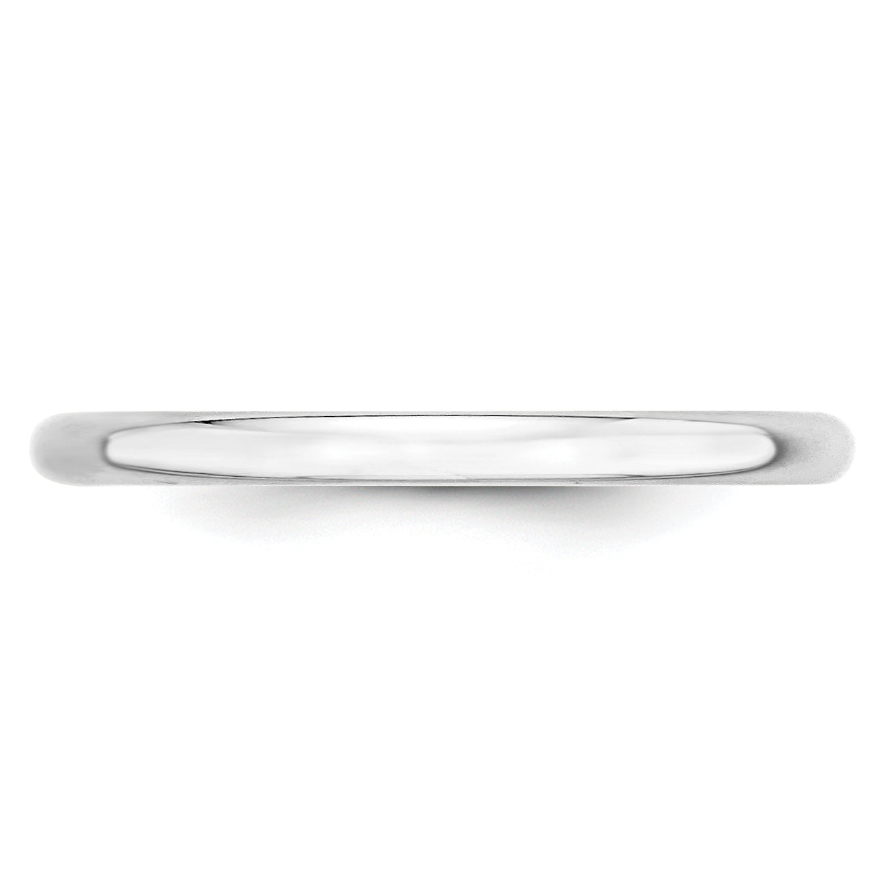 10K White Gold 2mm Lightweight Half Round Wedding Band Size 13.5